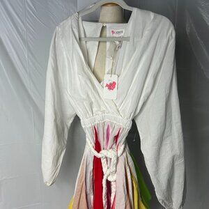 L'ATISTE NWT S White/Multi-Color Flare Dress
